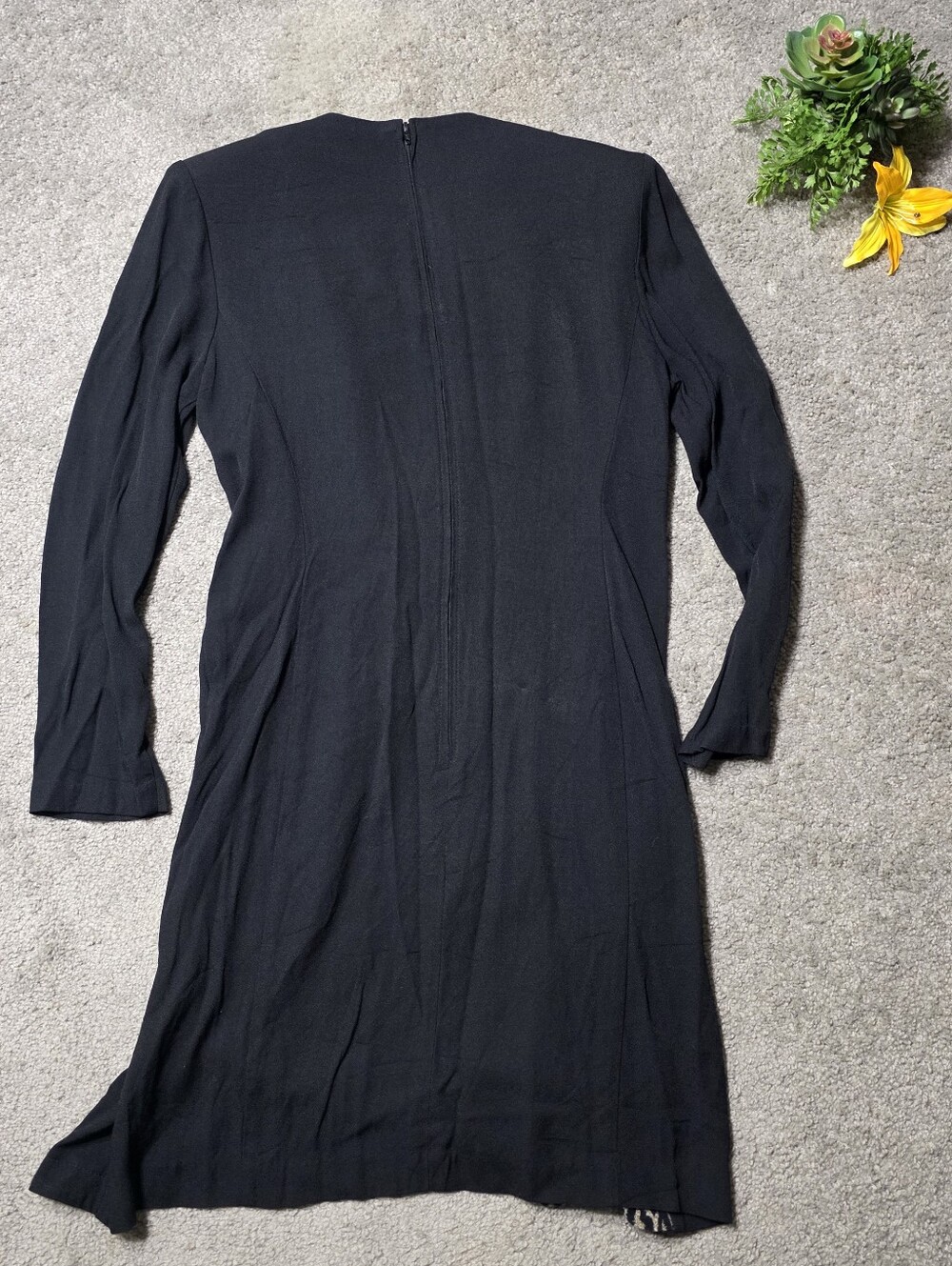 Vintage Perceptions Leopard Print Black Cardigan Dress Shoulder Pads Size 8 - Picture 10 of 10